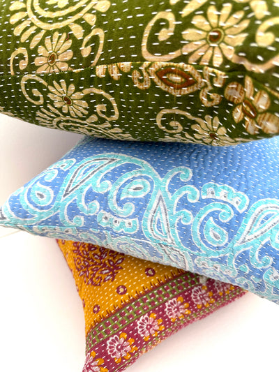 Surprise 18x18" Vintage Kantha Cushion Cover (Assorted Pattern)