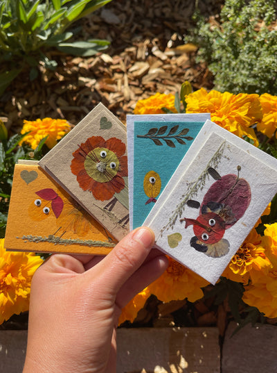 Mini Animal Pressed Flower Card