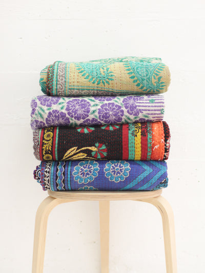 Surprise Vintage Kantha Quilt - Queen Size (Assorted Pattern)