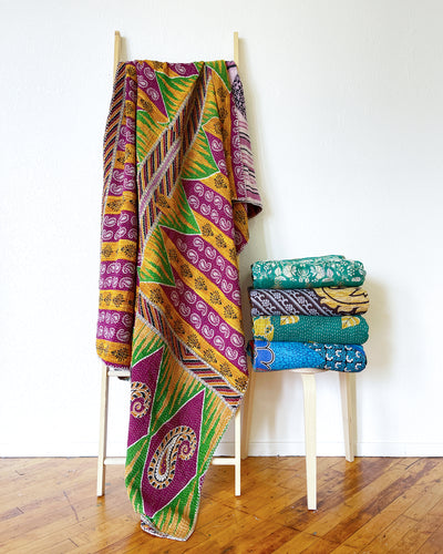Surprise Vintage Kantha Quilt - Twin Size (Assorted Pattern)