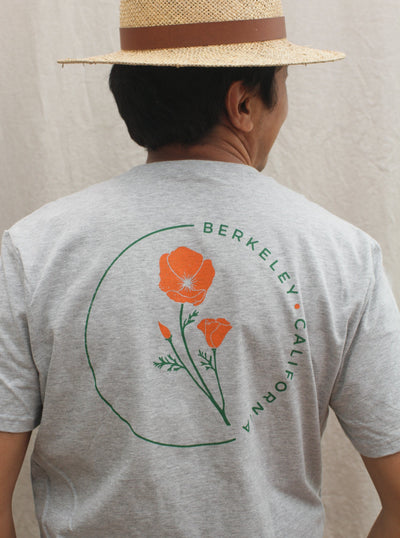 Berkeley California Poppy Tee - Gray Unisex