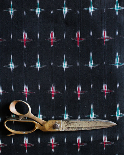 Handloom Ikat Fabric #002 - Midnight Stars