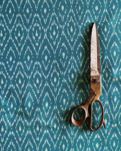 Handloom Ikat Fabric #010 - Emerald Leaf