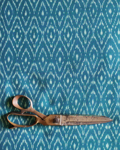 Handloom Ikat Fabric #010 - Emerald Leaf
