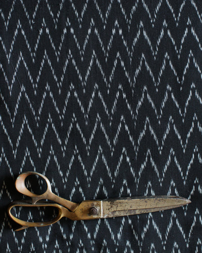Handloom Ikat Fabric #009 - Black Raven