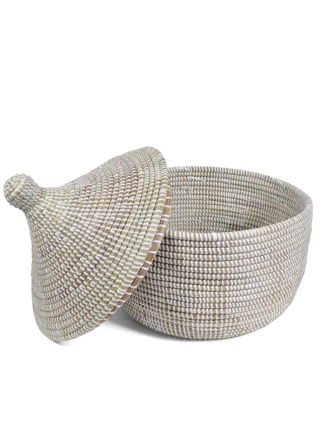 Lidded White Warming Basket