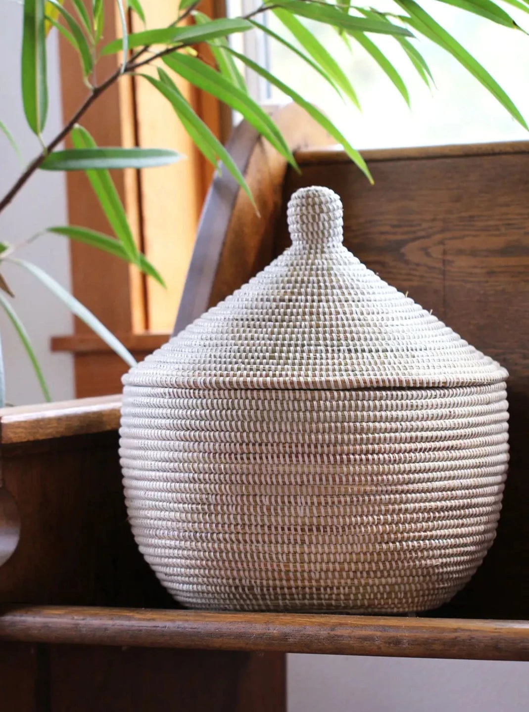 Lidded White Warming Basket