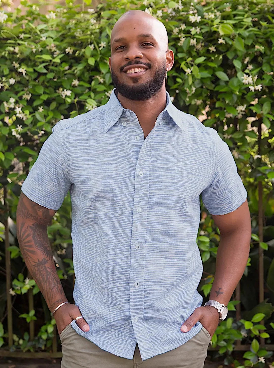 Light Blue Ikat Button Down Shirt
