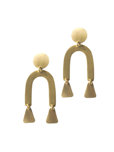 Brass Modern Shapes Earrings Gold