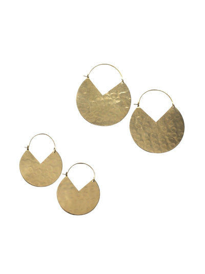 Hammered Gold Pacman Hoop Earrings