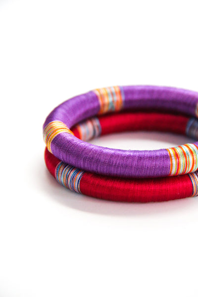 Threaded Bangle in Amethyst
