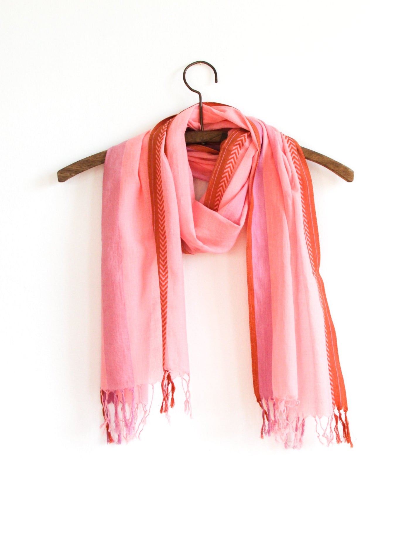 Chevron Border Scarf - Prism Pink