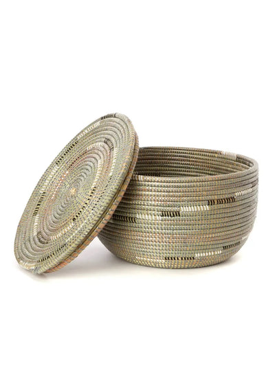 Silver Swirl Flat Top Storage Basket