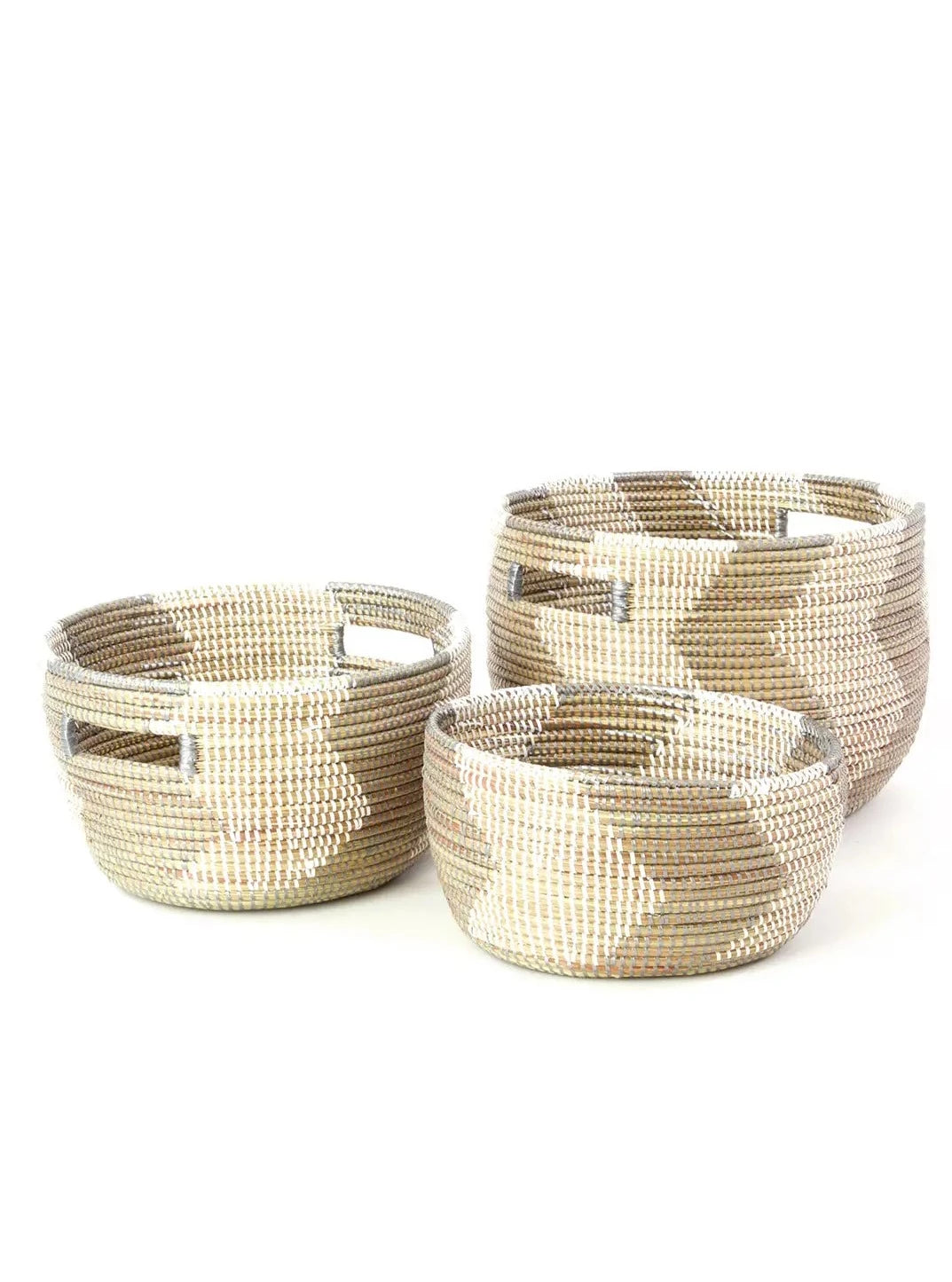 Silver and White ZigZag Nesting Baskets - 3 sizes