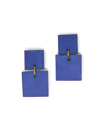 square marble earring blue