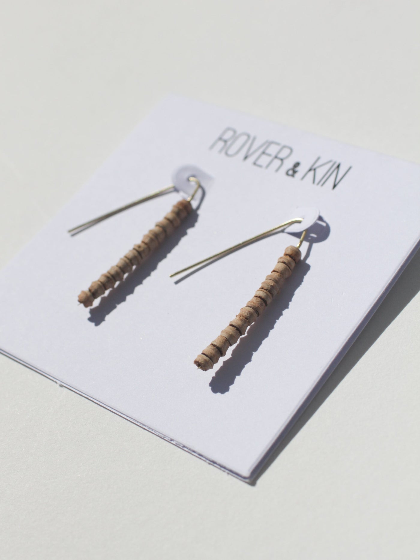 Teak Beaded Threader Earrings