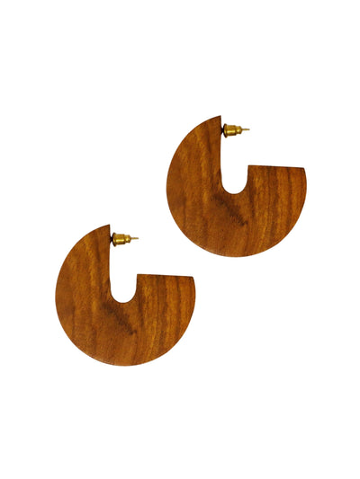 Wood Disc Earrings - Teak Wood