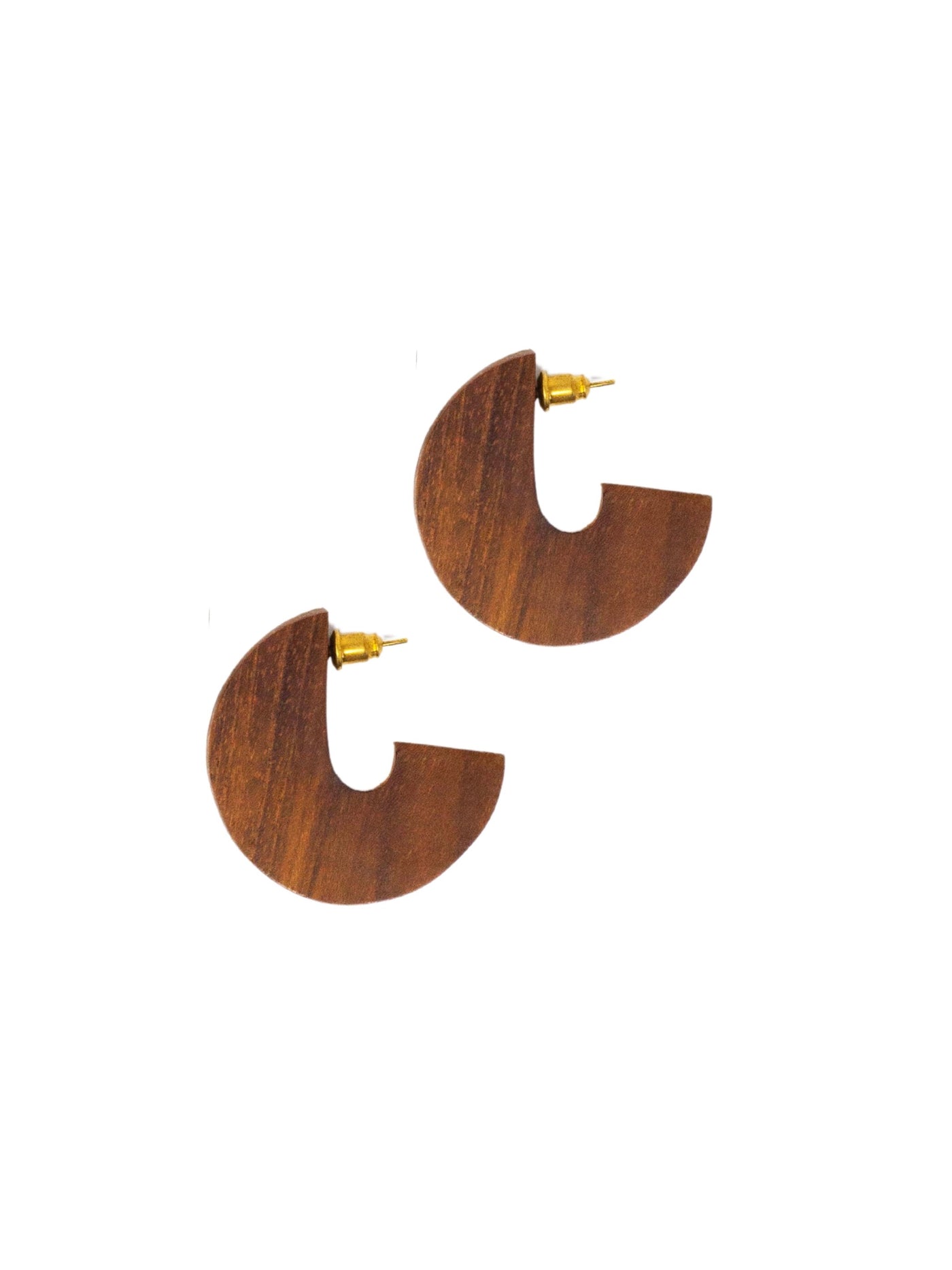 Wood Disc Earrings - Teak Wood