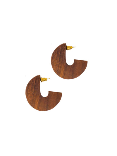 Wood Disc Earrings - Teak Wood