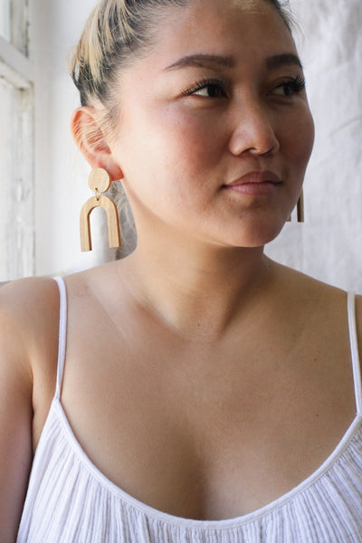 Wood Modern Shapes Earrings