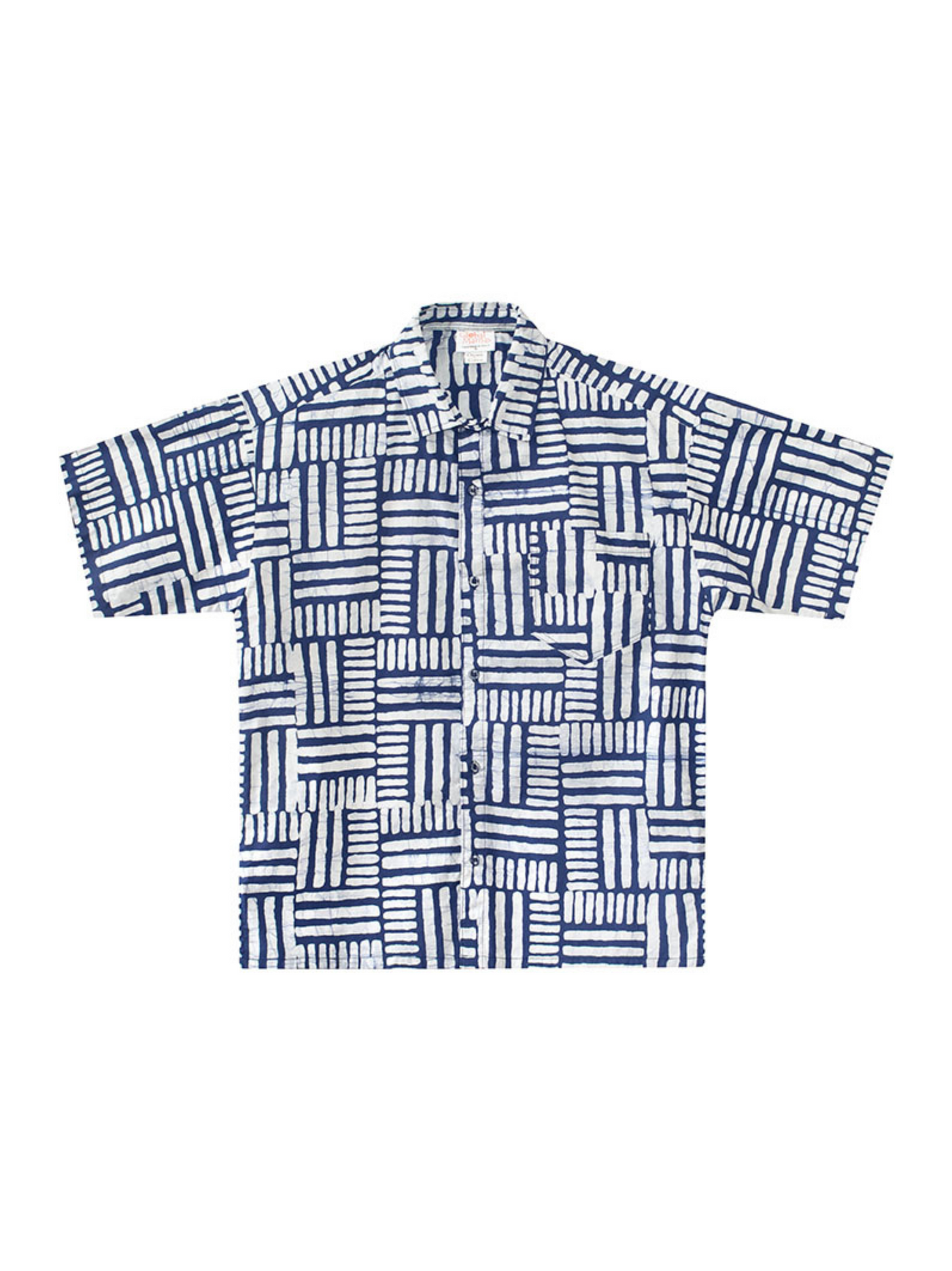 Relaxed Batik Button Down Shirt - Navy Checkers